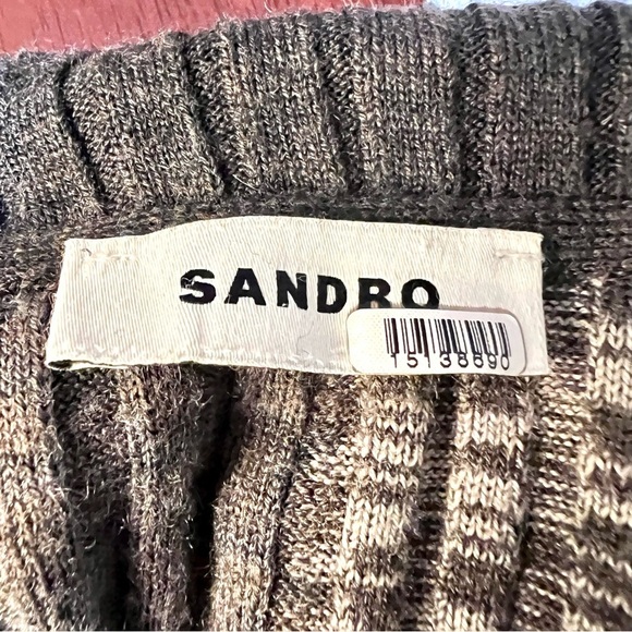 SANDRO Moria Wool Gray colorblock patchwork Sweater sophisticate preppy women XL - Picture 6 of 13